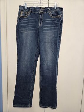 Earl Jean Straight Leg Jeans Size 16 Dark Wash Stretch Tencel Y2K Western